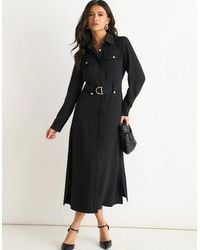 Gini London - Luxe Button Utility Shirt Dress - Lyst