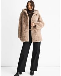Gini London - Mink Hooded Long Sleeve Faux Fur Jacket - Lyst