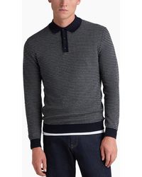Remus Uomo - Textured Long Sleeve Cotton Polo - Lyst