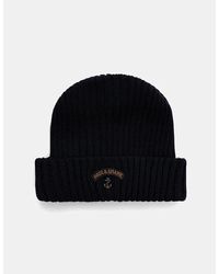 Paul & Shark - Ribbed Wool Beanie With Anchor Badge - Lyst