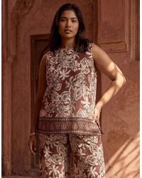 Live Unlimited London - Paisley Border Placement Print Sleeveless Top - Lyst