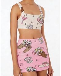 Oceanus - Vegas Beaded Mini Party Beach Co-Ord Top - Lyst