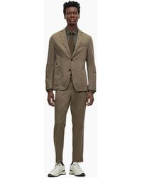 BOSS - Solid Patterned Lapel Collared Full Suit - Lyst