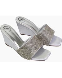 XY London - Ladies Eliza Diamante Satin Wedge Mule Sandals - Lyst