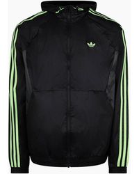 adidas - Hooded Windbreaker With Three Bar Logo And Side Stripes - Lyst