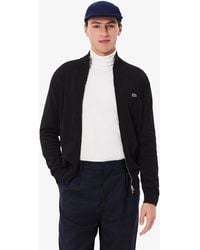 Lacoste - High Neck Zipped Cotton Sweater - Lyst