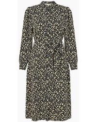 Yumi' - Leopard Collared Neck Midi Dress - Lyst
