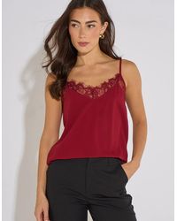 Gini London - Mulberry Lace Trim Strappy Cami Top - Lyst