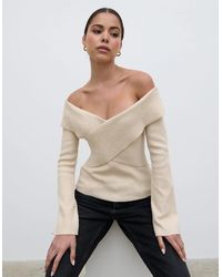 Pretty Lavish - Daphne Cross Over Knit Top - Lyst