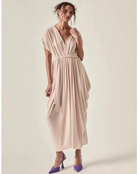 James Lakeland - Draped Open-Back Midi Dress – Taupe - Lyst