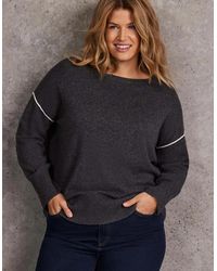 Live Unlimited London - Seam Detail Round Neck Jumper With Cashmere - Lyst