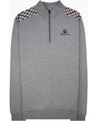 Aquascutum - Cc Shoulder 1/4 Zip Sweatshirt Light Melange 05 - Lyst