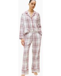 Tommy Hilfiger - Plaid Check Flannel Pyjamas & Slippers Gift Set, Ivory Silk - Lyst