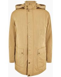 BOSS - Solid Patterned Hooded Snap Button Rain Jacket With Flap Pocket - Lyst