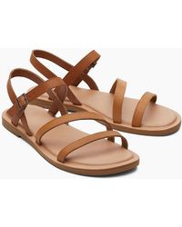 TOMS - Kira Leather Tan Sandals - Lyst