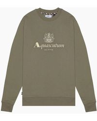 Aquascutum - Active Big Logo Crewneck Army - Lyst