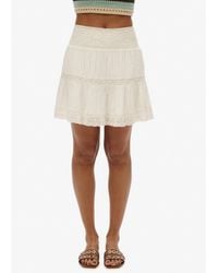 Superdry - Ibiza Lace Mix Mini Skirt Off - Lyst