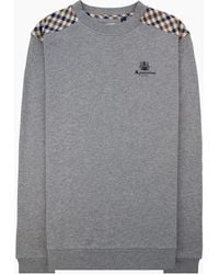 Aquascutum - Cc Shoulder Crewneck Fleece Dark Melange 53 - Lyst