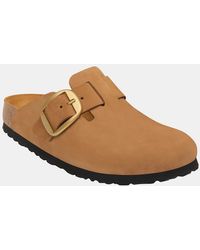 Birkenstock Boston - Big Buckle Nubuck Leather Clogs - Lyst