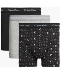 Calvin Klein - 3-Pack Boxer Trunks, Heather Subdued Logo - Lyst