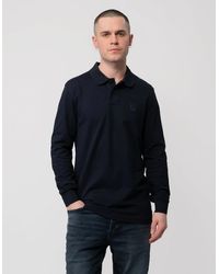 BOSS - Boss Passerby Long Sleeve Stretch-Cotton Polo Shirt With Logo Patch Nos - Lyst