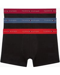 Tommy Hilfiger - 3-Pack Signature Cotton Boxer Trunks, W/ Burgundy - Lyst