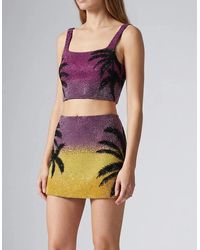 Oceanus - Palm Dusk Beaded Mini Skirt Palm Tree - Lyst
