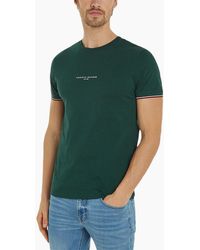 Tommy Hilfiger - 32584 T Shirts Tipped Logo Slim Fit Crew Neck Cotton Tee New - Lyst