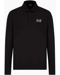 EA7 - Long Sleeve Pique Cotton Polo Shirt - Lyst