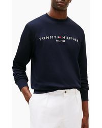Tommy Hilfiger - Fleece Sweatshirt Embroidered Logo Pullover Crew Neck Jumper - Lyst