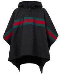 Gucci - Mantella Nera Con Logo Web E Stampa Monogramma Gg - Lyst