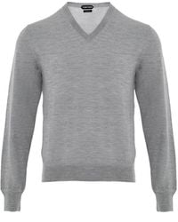 Tom Ford - Maglia Grigia Con Scollo A V - Lyst