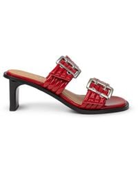 Ganni - Sandali Mules Due Fasce Con Borchie Forate - Lyst