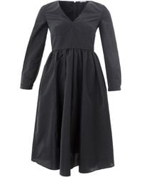 Lardini - Black Long Dress With V Neck - Lyst