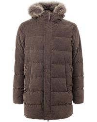 Herno - Long Bomber With Hood And Removable Hair - Lyst