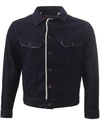 Lardini - Blue Corduroy Jacket With Inner Eco Fur - Lyst