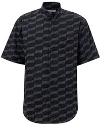 Balenciaga - Camicia Manica Corta Con Logo Allover - Lyst