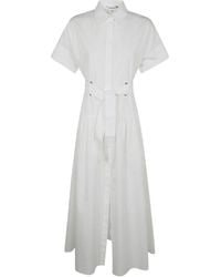 Max Mara Agoraio Popeline Belted Dress in Black | Lyst