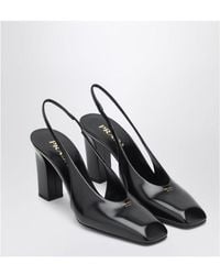 Prada - Leather Slingback With Décolleté Pumps - Lyst
