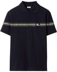 Burberry - 'Ekd Embroidery Cotton Polo Shirt With Screen-Printed Stripes - Lyst