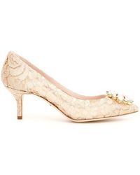Dolce & Gabbana - Crystal Embellished Lace Pumps - Lyst