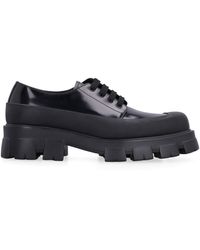 Prada Leather Lace-up Derby Shoes - Black