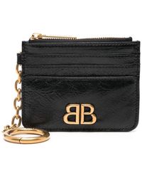 Balenciaga - Monaco Card Holder Zip Keychain Logo - Lyst