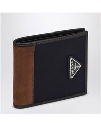 Prada - Nylon And Suede Bi-Fold Wallet - Lyst