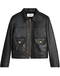 Celine Leather Jacket With Pockets - Black