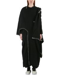 Yohji Yamamoto - Long Wool Coat With Stitching - Lyst