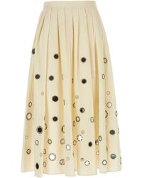 Prada - Cream Cotton Skirt - Lyst