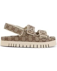 Gucci - Gg Fabric Sandals With Double G - Lyst