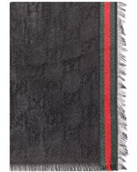 Gucci - Silk And Cotton Stole With Gg Pattern - Lyst