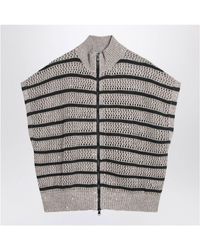 Brunello Cucinelli - Striped Mesh Cardigan - Lyst